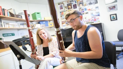 School of Music performance major in a bassoon lesson